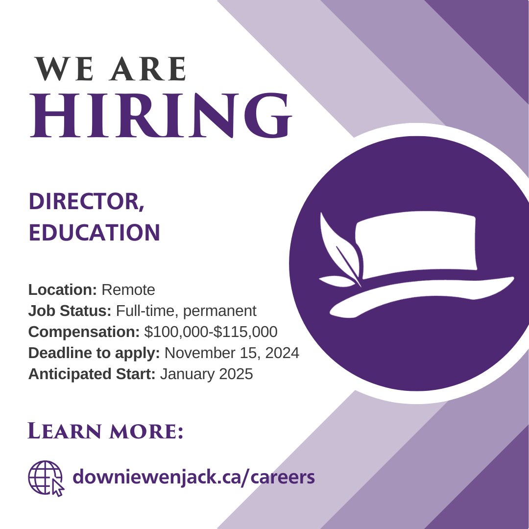 We are hiring!

Position: Director, Education

More info:
downiewenjack.ca/careers/#direc…

#DownieWenjackFund #CareerOpportunities