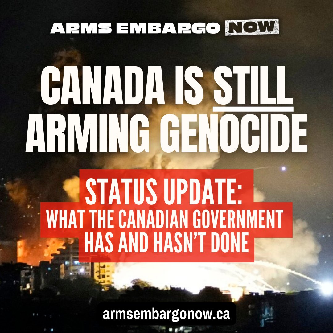There seems to be a lot of confusion about whether Canada is still arming Israel. The answer is yes. It definitely is. Here's a more detailed breakdown on what the Canadian government has and hasn’t done in terms of implementing an arms embargo on Israel. 🧵#ArmsEmbargoNow