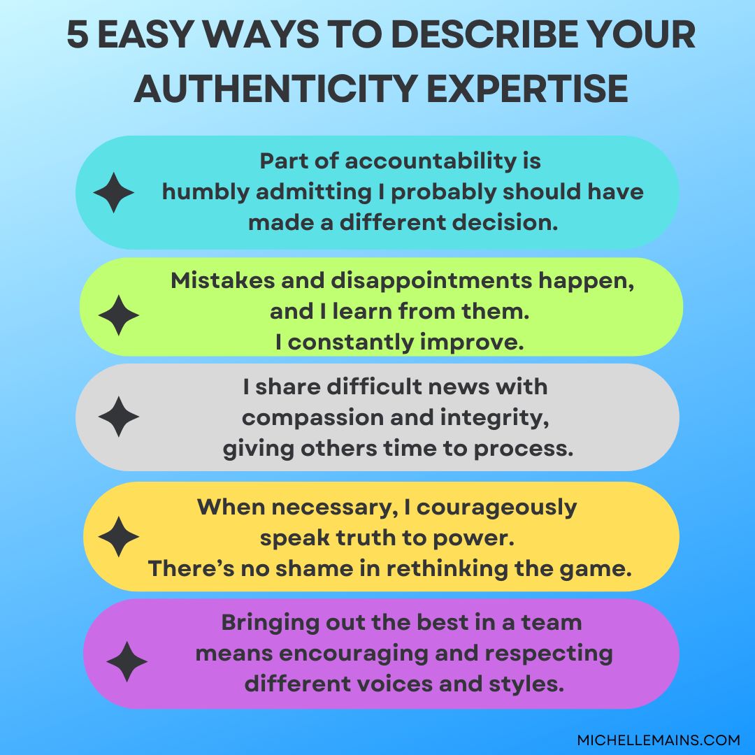 MichelleMains's tweet image. Authenticity is more than a high-minded idea. Try these ways to describe how you put authenticity into action.

#peopleskills #workrelationships #inspiration #careeradvice #journaling