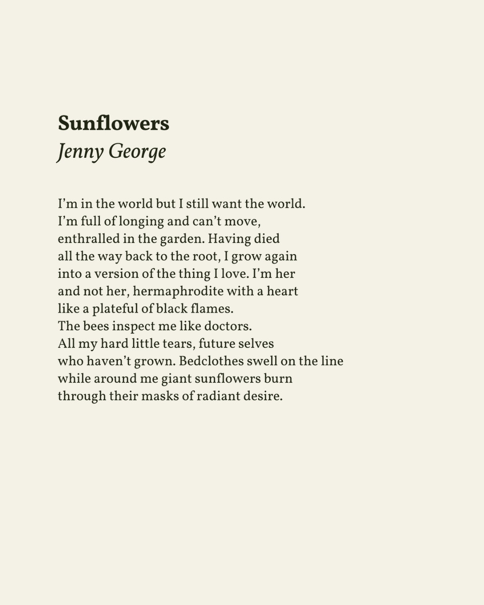 “I’m full of longing and can’t move”

— Jenny George
.
.
.

This poem appeared appeared in Poem-a-Day, published by the Academy of American Poets, 2022. Shared here with deep gratitude.