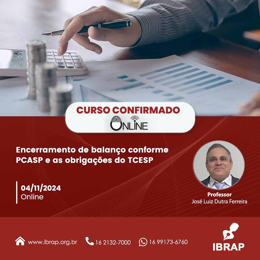 ibrap_cursos's tweet image. 👉 Para se inscrever, acesse o nosso site, clique em abrir.link/KunfI
📱 (16) 99173-6760 - bit.ly/WhasAppIBRAPCu…
📞 Central de Atendimento: (16) 2132 7000
📍 Rua Ceará, 2168 - 14085-520
🏠 ibrap.org.br

#encerramento #contas #pcasp #tcesp #contabilidade
