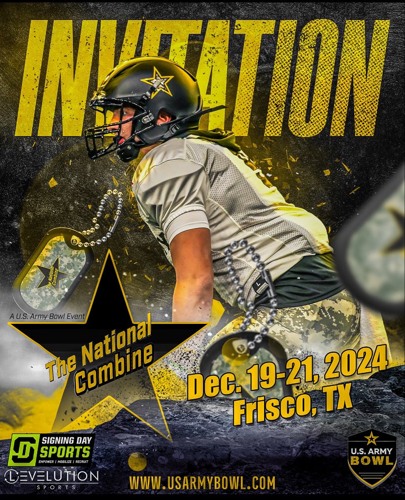 Proud to receive my official invitation letter to #TheNationalCombine at the <a href="/USArmyBowl/">Military Appreciation Bowl Week</a>. Thank you <a href="/CoachMcCannERT/">Coach McCann</a> <a href="/GregCooperNJ/">Greg Cooper</a> <a href="/coachboyne/">Greg Boyne</a> <a href="/bigfav504/">Marlon Favorite</a>