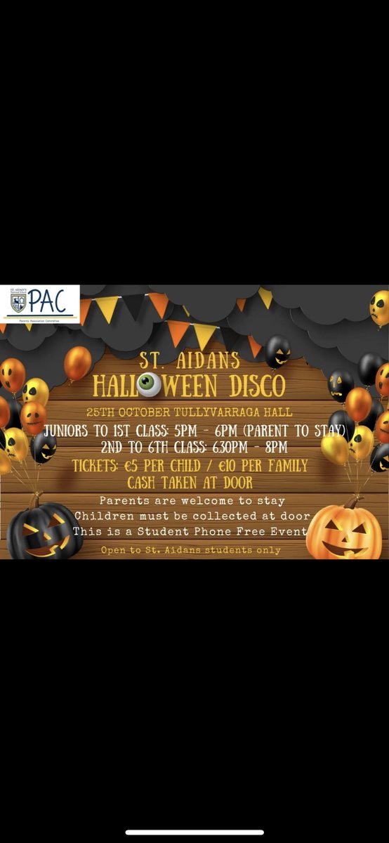 Reminder of our Halloween disco tomorrow night!