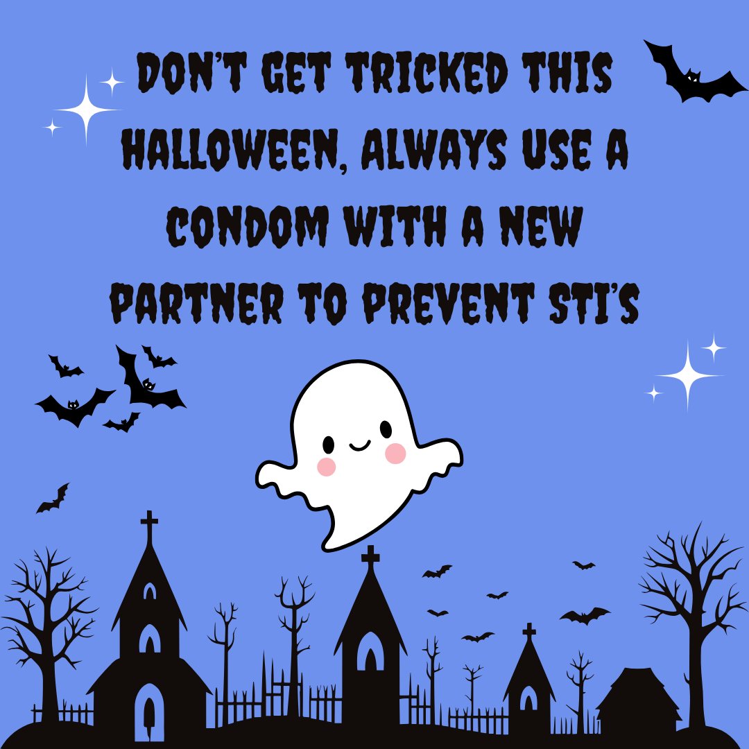 Don’t get tricked this Halloween, Always use a condom with a new partner to prevent STI’s

#sexualhealth #condoms #STI