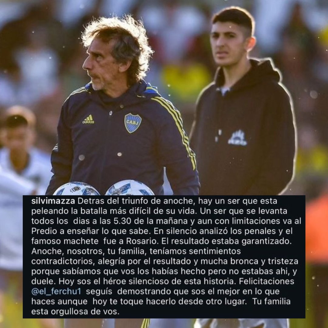 bocanet12's tweet photo. ❤️ El emotivo mensaje de la familia Gayoso para el entrenador de arqueros: 

💬 "En silencio analizó los penales y el famoso machete fue a Rosario".

👏 ¡Pronta recuperación, Fer! https://t.co/APRAYQRxJZ