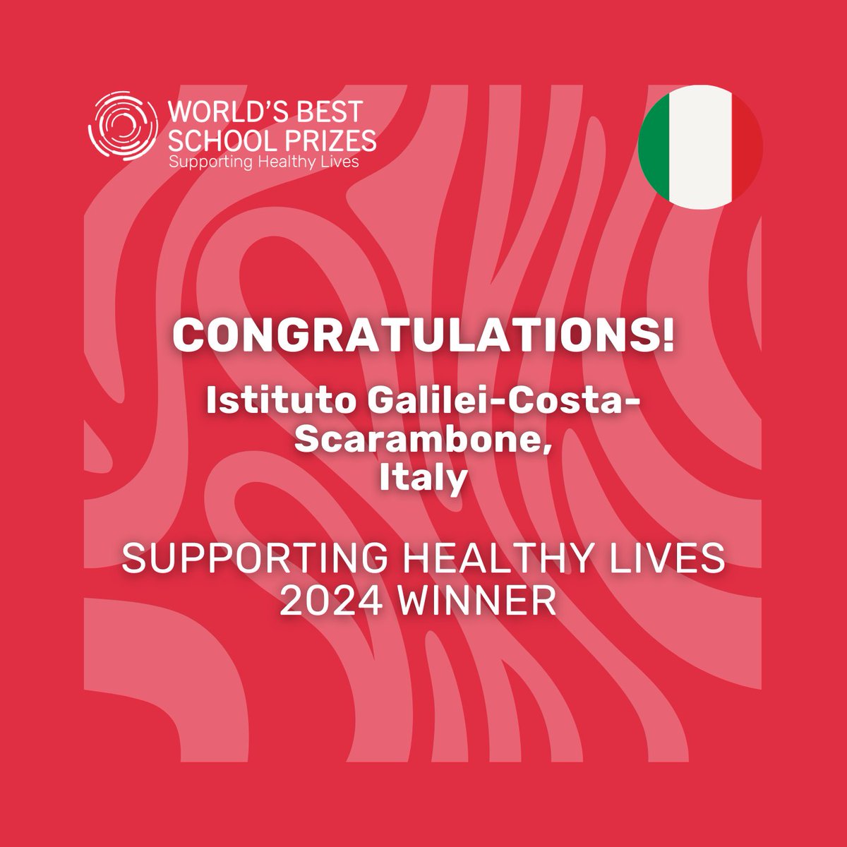 ❤️ Congratulations to Istituto Galilei-Costa-Scarambone, Lecce, Italy, for winning the World's #BestSchoolPrize for #SupportingHealthyLives 2024! 🇮🇹

Join us in celebrating this outstanding #StrongSchool and its remarkable work in fostering wellbeing! 🎉

#BestSchoolPrizes24