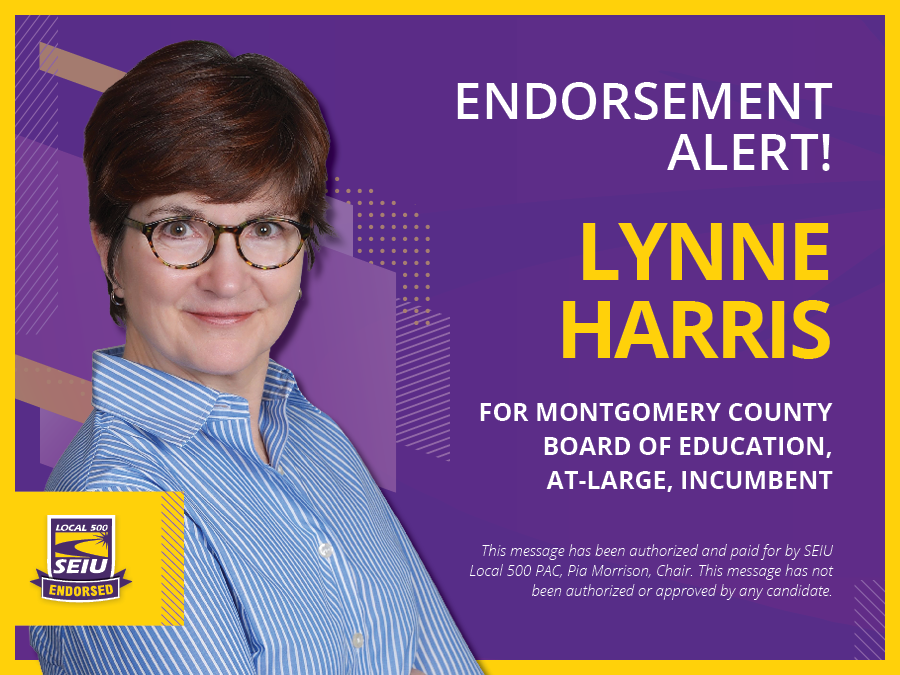 SEIU500's tweet image. · @Lynne4Students has made student voices central to her work on the Board of Education while ensuring that our staff have the resources they need to succeed. Let’s re-elect her to continue building a brighter future for MCPS! #UnionProud @SEIU @Lynne4Students