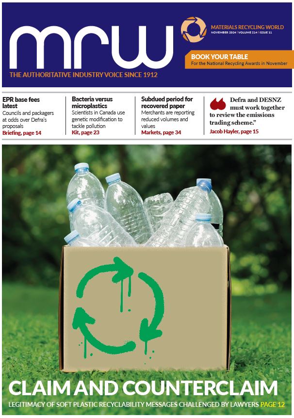 November issue out now - featuring EPR base fees, a legal challenge over recycling claims, mandatory labelling put-back, latest markets situation and much more.