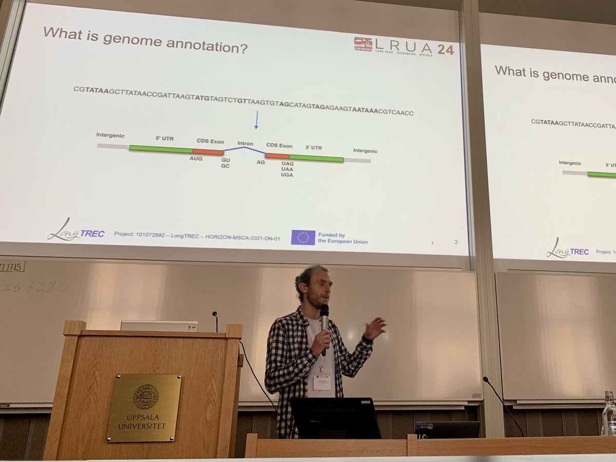 Fabio Zanarello (@fzanarello) on Twitter photo Presenting at #LRUA24 on long-read sequencing and genome annotation. Focus on challenges and advances in models (100k+ new transcripts added in the latest <a href="/GencodeGenes/">GencodeGenes</a> release) and non-model organisms (more than 1.5M still lack an assembly <a href="/EBPgenome/">Earth BioGenome Project 🌍</a> ) <a href="/LongtrecEU/">LongTREC</a> <a href="/GuigoLab/">Guigó Lab</a> Presenting at #LRUA24 on long-read sequencing and genome annotation. Focus on challenges and advances in models (100k+ new transcripts added in the latest <a href="/GencodeGenes/">GencodeGenes</a> release) and non-model organisms (more than 1.5M still lack an assembly <a href="/EBPgenome/">Earth BioGenome Project 🌍</a> ) <a href="/LongtrecEU/">LongTREC</a> <a href="/GuigoLab/">Guigó Lab</a>