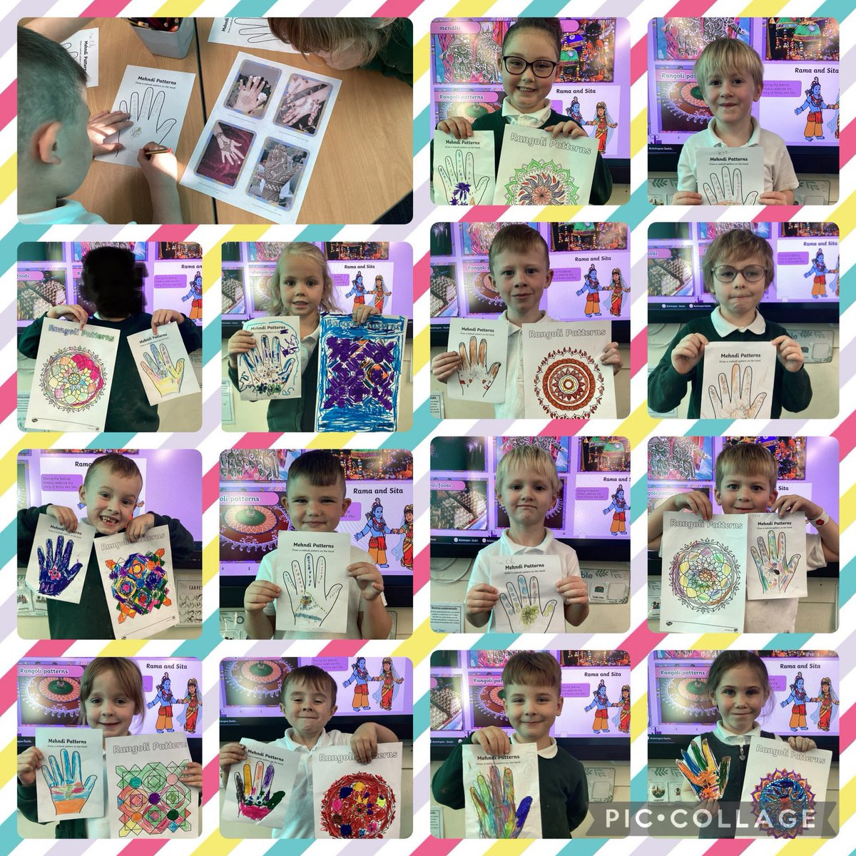 BaderPrimary's tweet image. Y1/2B have continued learning about the Hindu celebration of Diwali and have made some fantastic Rangoli and Mehndi patterns to celebrate the festival. #RRSarticle8 #BaderRWV