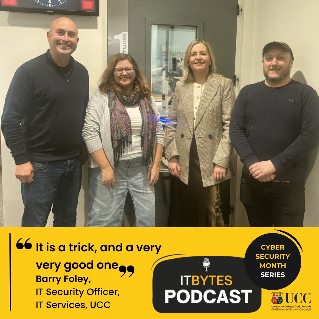 UCCITServices's tweet image. The last episode of the ITBytes podcast cyber security series is out. In this episode we are joined by UCC's IT Security Officer, Barry Foley, and chat the latest trends and threats in the cyber security landscape and learn about pig butchering scams ! open.spotify.com/episode/7rOrlZ…