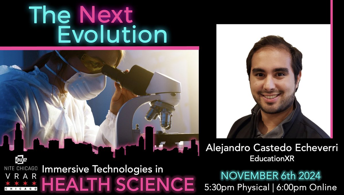 Alejandro Castedo Echeverri, PhD, with a background in Theoretical Physics,  has always pushed for XR to be a tool for learning and discovery and believes XR will one day be as ubiquitous as videos are today. <a href="/educationxr/">EducationXR</a>
#TheNextEvolution #AR #VR #HealthScience #Health #Science