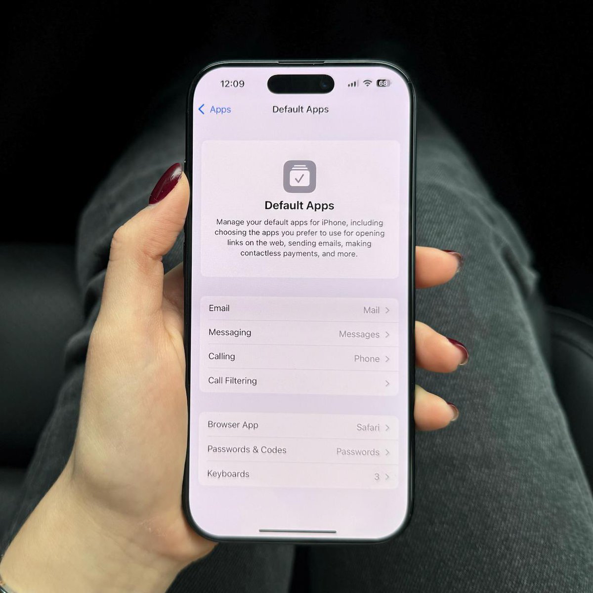 techbybird's tweet image. iOS 18.2 beta 1: Вкладка, где указываете заменители стандартных приложений