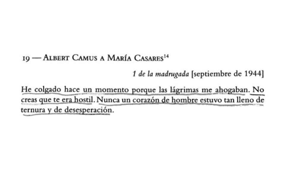 subrayados en las cartas entre camus y casares