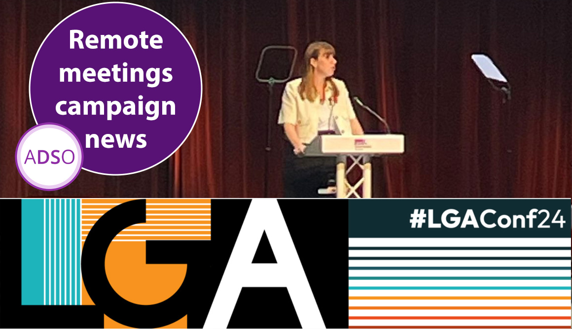 📣 Big news about remote meetings… 

ADSO is delighted to hear that the Government will give councils the right to hold remote meetings, if they wish. Our long campaign with <a href="/LLGLegal/">Lawyers in Local Government</a> has paid off. We never gave up. Our thanks to <a href="/NALC/">NALC</a> &amp; others in the local democracy family.