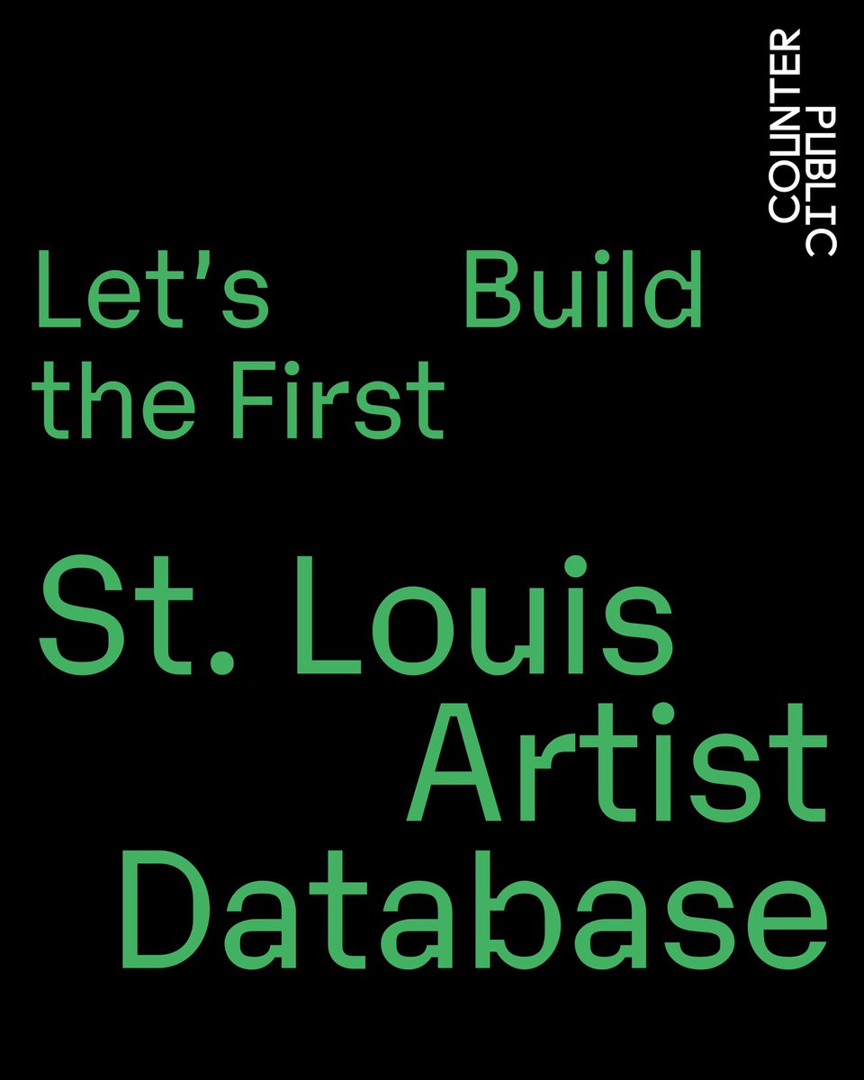 Counterpublic26's tweet photo. Calling All Artists: Let’s Build a St. Louis Artist Database!

Submit your information to the first St. Louis Artist Database. This crowd-sourced data is a vital part of our efforts to connect with every artist in the region.

https://t.co/zyQfVjEyk3 https://t.co/opiONszZr5