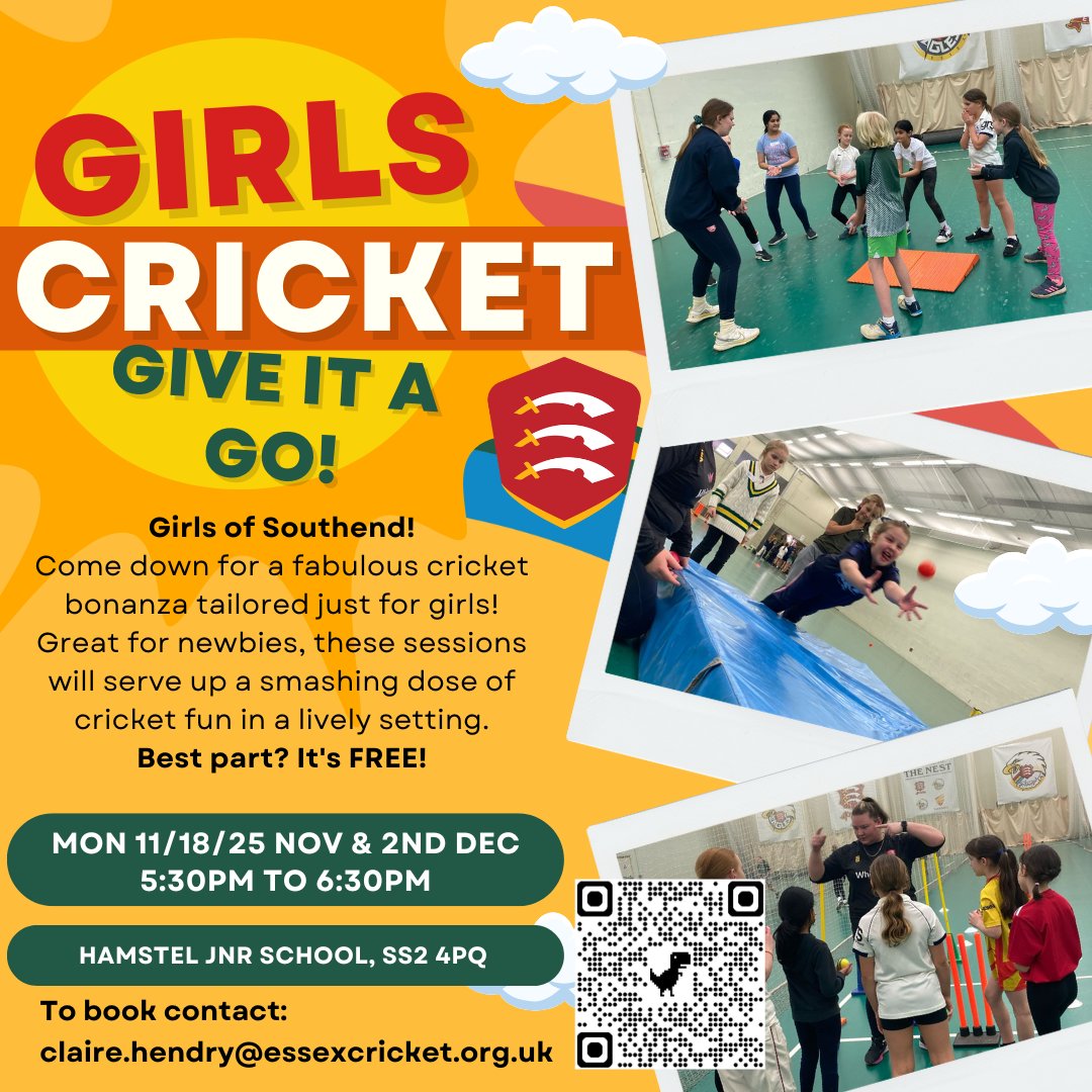 Essex Cricket in the Community (@essexccb) on Twitter photo ๐ฆ๐ผ๐๐๐ต๐ฒ๐ป๐ฑ ๐๐ถ๐ฟ๐น๐ ๐ฆ๐ฒ๐๐๐ถ๐ผ๐ป๐
Join our November cricket sessions for girls in school years 3-6.
It's a fantastic opportunity for beginners to have a blast, make new friends and learn new skills. ๐
Sign up now via the link in our bio! ๐
#FlyLikeAnEagle ๐ฆ
๐ฆ๐ผ๐๐๐ต๐ฒ๐ป๐ฑ ๐๐ถ๐ฟ๐น๐ ๐ฆ๐ฒ๐๐๐ถ๐ผ๐ป๐
Join our November cricket sessions for girls in school years 3-6.
It's a fantastic opportunity for beginners to have a blast, make new friends and learn new skills. ๐
Sign up now via the link in our bio! ๐
#FlyLikeAnEagle ๐ฆ