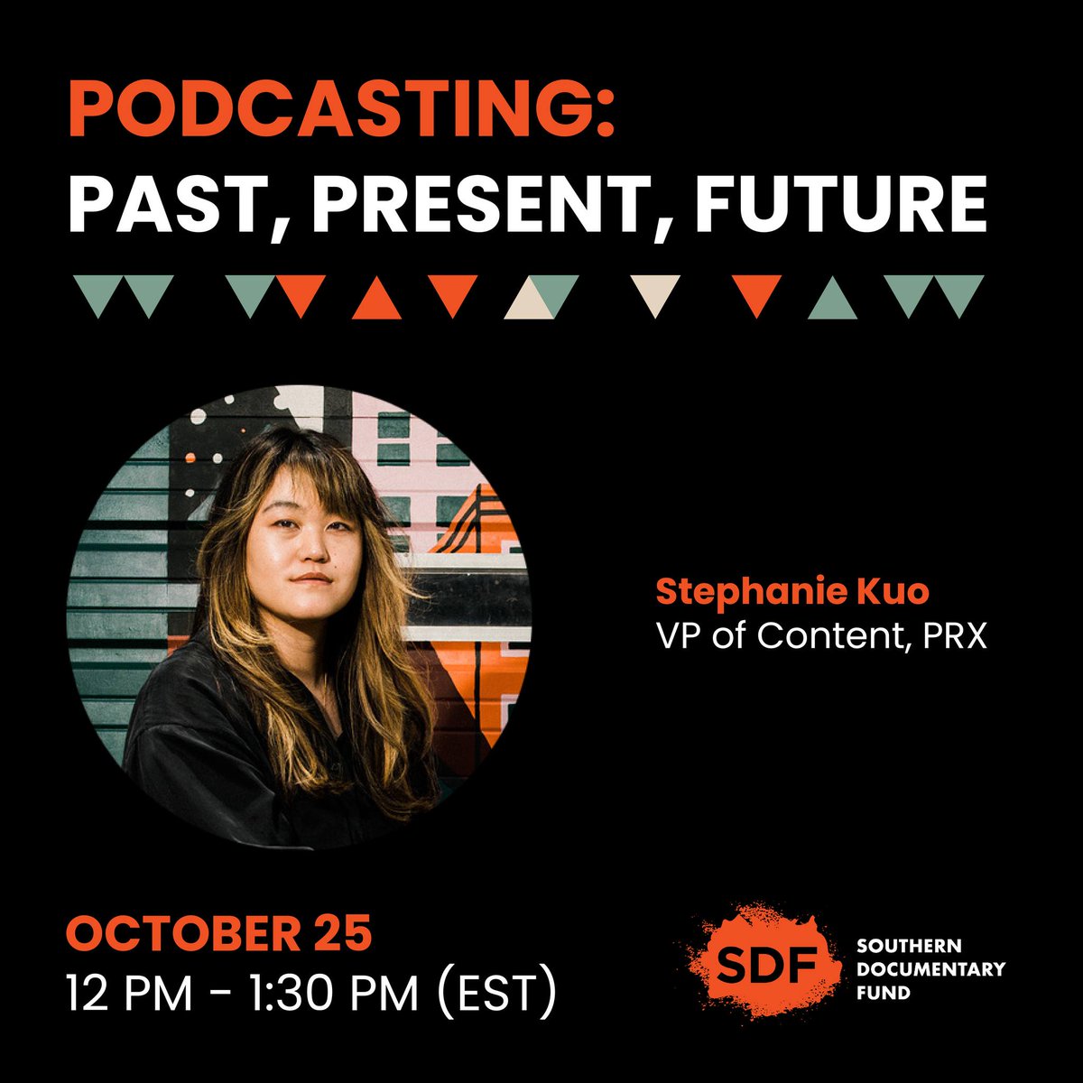 SouthernDocFund's tweet photo. Are you an audio creator who is trying to navigate the current podcasting landscape and wondering where and how you might fit in? Join us tomorrow at 12 PM (EST) for our webinar PODCASTING: PAST, PRESENT, FUTURE with Stephanie Kuo of @prx. RSVP: https://t.co/l8t7XqRzNr https://t.co/E6CDjpZi7l