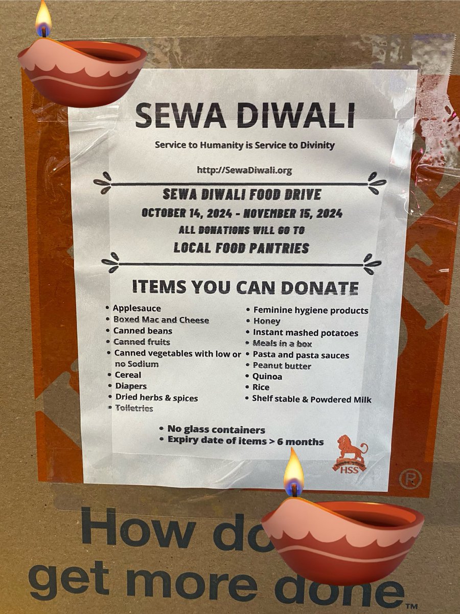 #diwali 🪔 is November 1! Each year @claremontaveschool20 collects for the Sewa Diwali Food Drive! 🍯 🍝 🍚 🥣 #colorclaremontwithkindness <a href="/joanne_shafer/">Joanne Shafer</a>