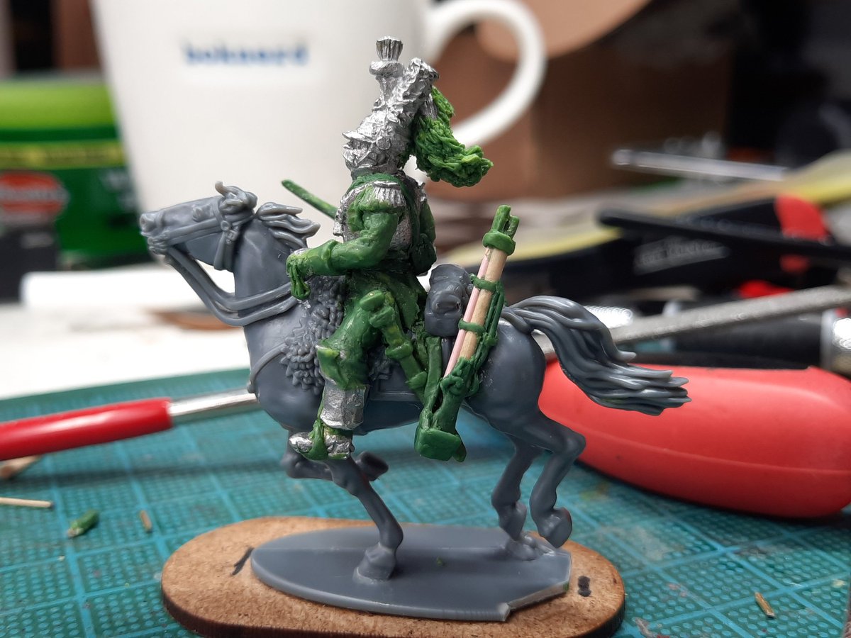 trowellingbadgr's tweet photo. My officer finally has a mount! Nearly... At least it's ready for basing and painting. #thesilverbayonet #silverbayonet #wargaming #ospreygames #napoleonics #miniaturepainting https://t.co/U1RFuh3O4r