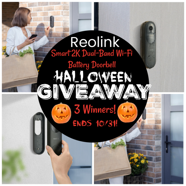 SilvieArmas's tweet image. Enter To Win The Reolink Smart 2K Dual-Band Wi-Fi Battery Doorbell Halloween Giveaway! 3  Lucky Winners Will Win A Reolink Smart 2K Dual-Band Wi-Fi Battery Doorbell! $435 TRV! Ends 10/31 @DeliciouslySavv @ReolinkTech  #MySillyLittleGang
Enter Here --&amp;gt;
mysillylittlegang.com/2024/10/24/reo…
