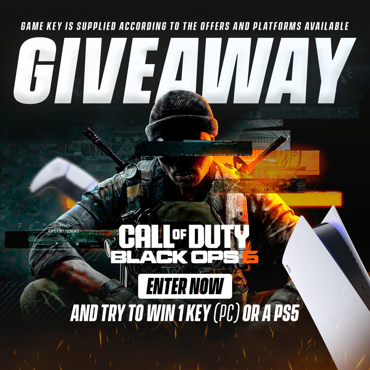 allkeyshop's tweet photo. 🚨 GIVEAWAY Alert! Join the Call of Duty #BO6 community with our Giveaway!

🏆 Prize: Win Black Ops 6 or a PS5!

👊 How to win:
1️⃣ Follow us on @allkeyshop
2���⃣ Like &amp; Share this post 
3️⃣ Tag 3 friends
4️⃣ Participate in this wheel: https://t.co/Yllim1Oytu 

📅 Ends: 2nd Nov 2024! https://t.co/PMSxCXicRd