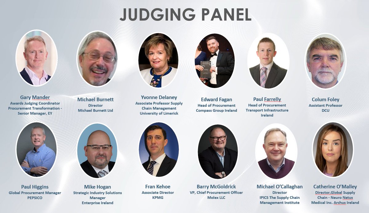 Thank you to our world-class judging panel for devoting their time and expertise to sifting through hundreds of pages of submissions.  procurementawards.ie #ProcureAwards