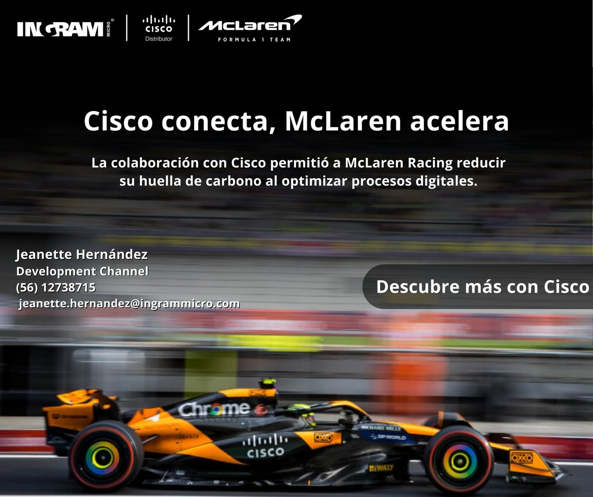 IngramMicroMx's tweet image. Con Cisco Webex, McLaren integra y comparte datos de rendimiento en tiempo real, optimizando cada aspecto de la carrera. 🏁💻
 
#McLaren #CiscoWebex #F1Tech #Colaboración #Velocidad #TransformaciónDigital