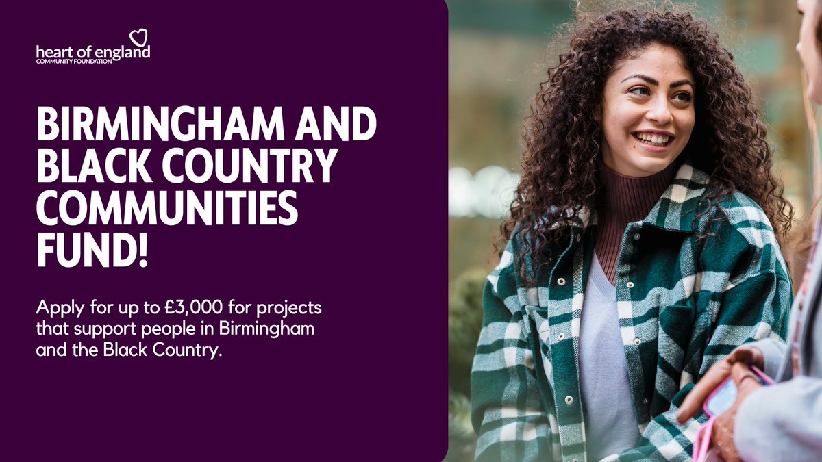 Apply now for the Birmingham &amp; Black Country Communities Fund! Grants up to £3,000 available to support health, tackle disadvantage, promote community cohesion and more. Click here for more info: bit.ly/3h238dT