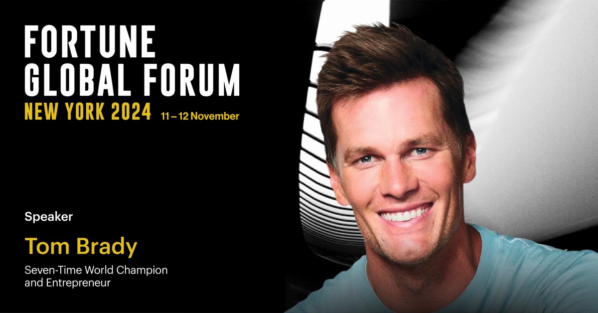Fortune is excited to announce that seven-time world champion and entrepreneur <a href="/TomBrady/">Tom Brady</a> will be joining our #GlobalForum conference in New York City on Nov. 11–12.

See our agenda and full list of speakers here: trib.al/Mwdezx1