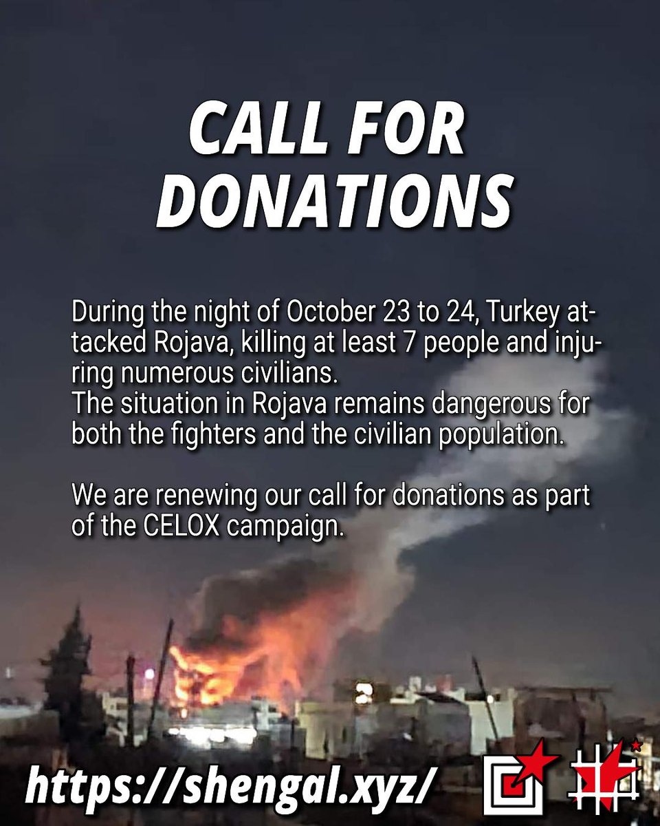 Celox4Rojava's tweet image. CALL FOR DONATIONS
Support the campaign!
#RiseUp4Rojava #SecoursRouge