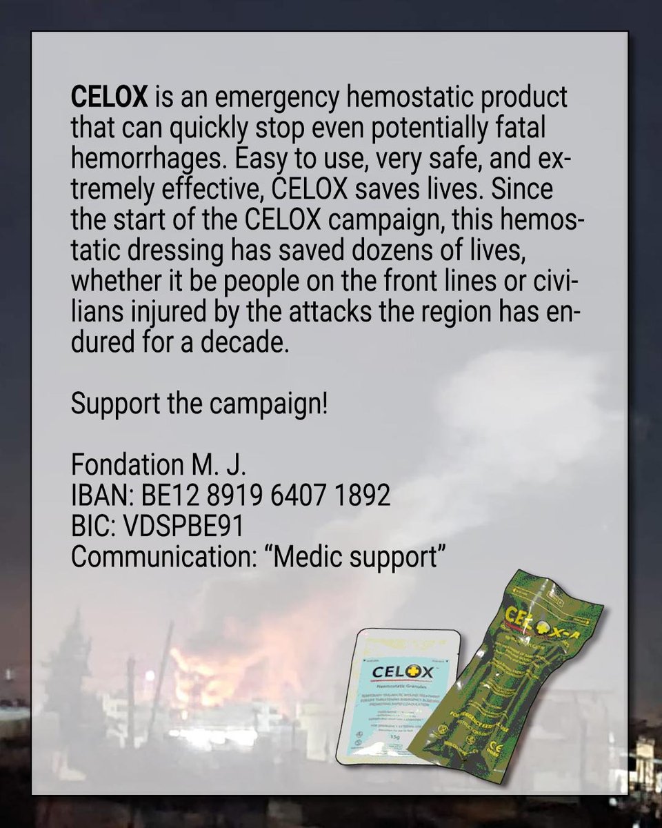 Celox4Rojava's tweet image. CALL FOR DONATIONS
Support the campaign!
#RiseUp4Rojava #SecoursRouge