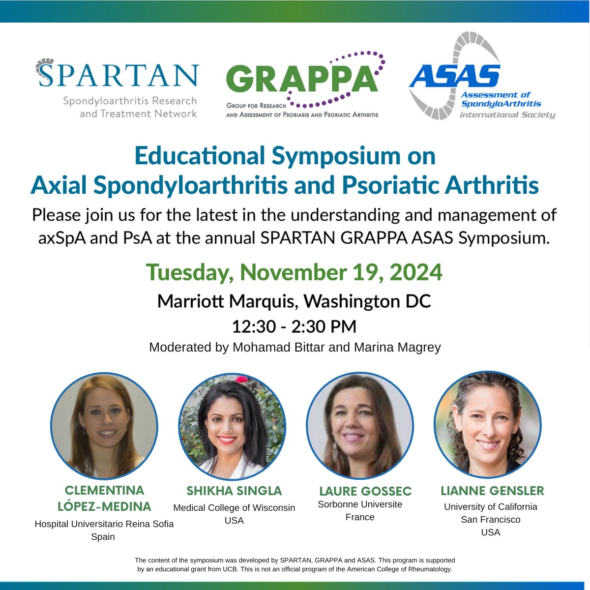 Don't forget to register for the  the upcoming SPARTAN-GRAPPA-ASAS Symposium next month!

This event is open for registration now and promises to be an incredible opportunity to explore research and insights on spondyloarthritis and psoriatic disease.  Don’t miss out—secure your