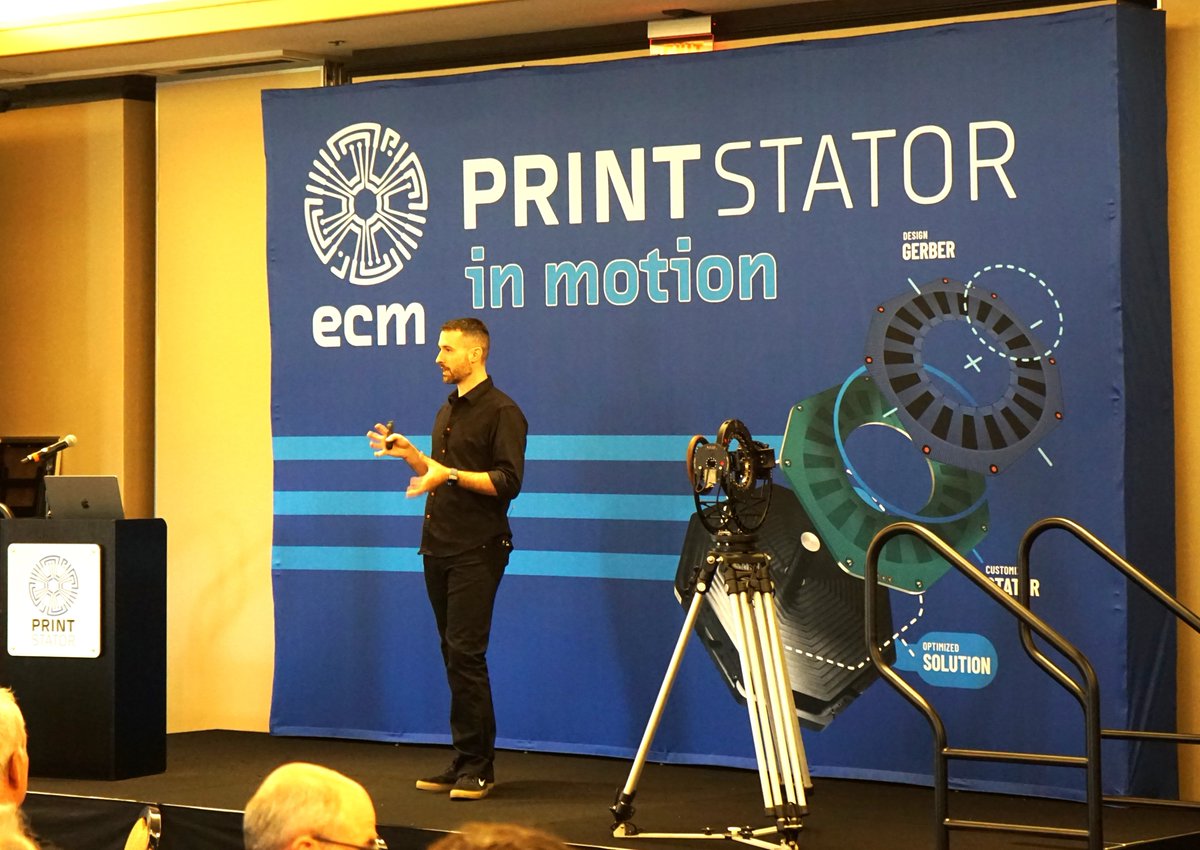 pcbstator's tweet image. Thanks to all who came out to ECM&apos;s #PrintStatorInMotion event. We had a fantastic day highlighting the impact, innovation, perspectives, and future of #PrintStator #PCBStator #electricmotor design.