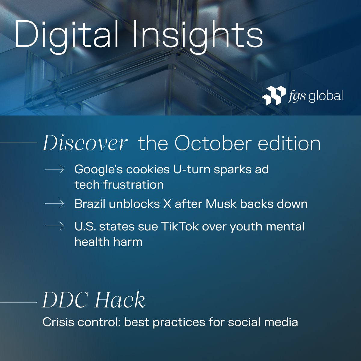 fgs_global's tweet image. Discover the October edition of Digital Insights: eu1.hubs.ly/H0dhhyf0

Subscribe to receive future editions monthly!

#FGSGlobal #DigitalInsights