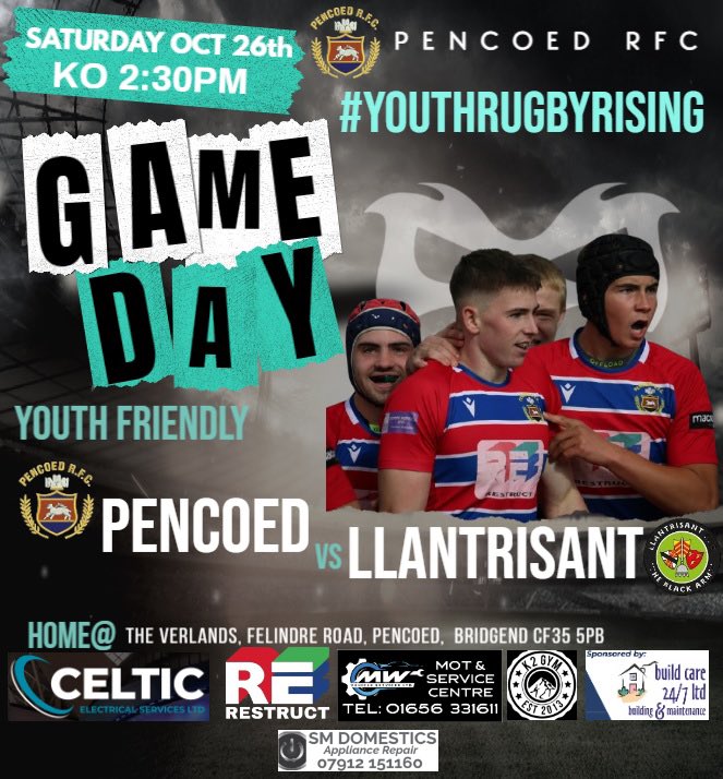 Change of fixture this weekend - 26/10/24. We welcome Llantrisant youth’s ’Black Army’ to Pencoed RFC this Saturday KO 2:30pm. Come down to Felindre Road to support the boys this Saturday as we prepare for a tough schedule in November. 🔴⚪️🔵 #YouthRugbyRising  #llantrisantrfc