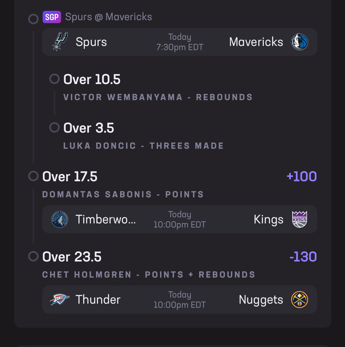 TDawgBets's tweet image. Thursday 10/24 NBA Betting Card 🏀 

MPJ O 2.5 3’s
Luka O 3.5 3’s
Wemby O 10.5 rebounds
Sabonis O 17.5 points
Derrick White O 14.5 points
Chris Paul O 7.5 assists
Chet O 23.5 P+R

I’m giving away $50 to someone who Retweets and likes if we sweep!

#bba #nbabets #sportsbets