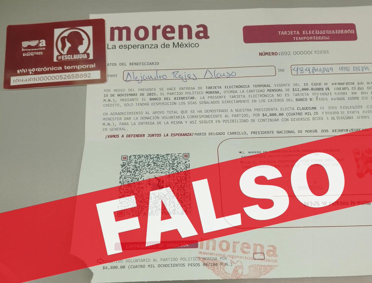 bbienestarmx's tweet photo. ❌No te dejes engañar❌

Esta tarjeta es FALSA.

Recuerda que los @apoyosbienestar del @GobiernoMX son totalmente gratuitos.

Infórmate sólo en nuestros canales oficiales. https://t.co/SLpCH3FcaB