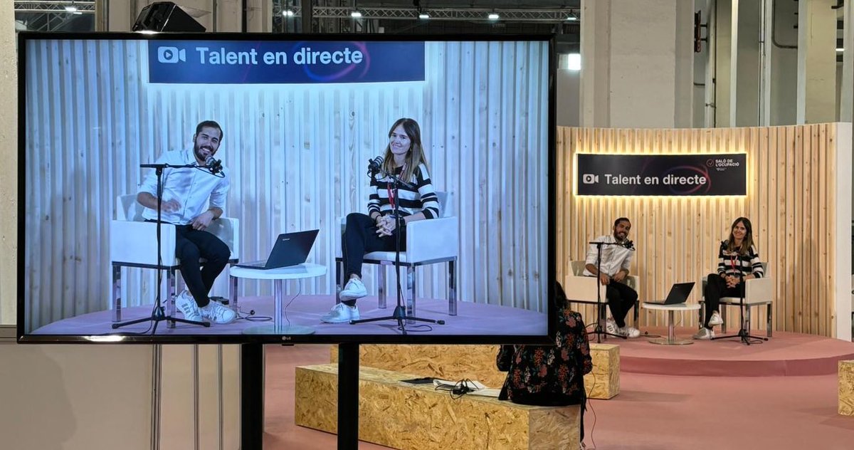 KREASFP's tweet image. Talent en directe al @salocupacio amb la directora de @KREASFP,  Mònica Furtet. Molt contents de participar un any més en aquest saló d'oportunitats.