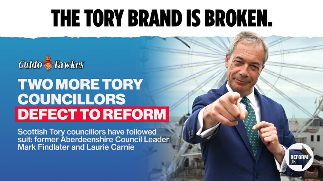 ReformDaily_'s tweet image. ➡️ 2 Scottish Cllrs have defected to Reform UK following Nigel Farage’s call to action. Reform UK is now the fastest-growing political party in Britain & this is just the beginning.
Join the movement today: 🔗 reformparty.uk/join
#ReformUK #Defection #PoliticalChange…