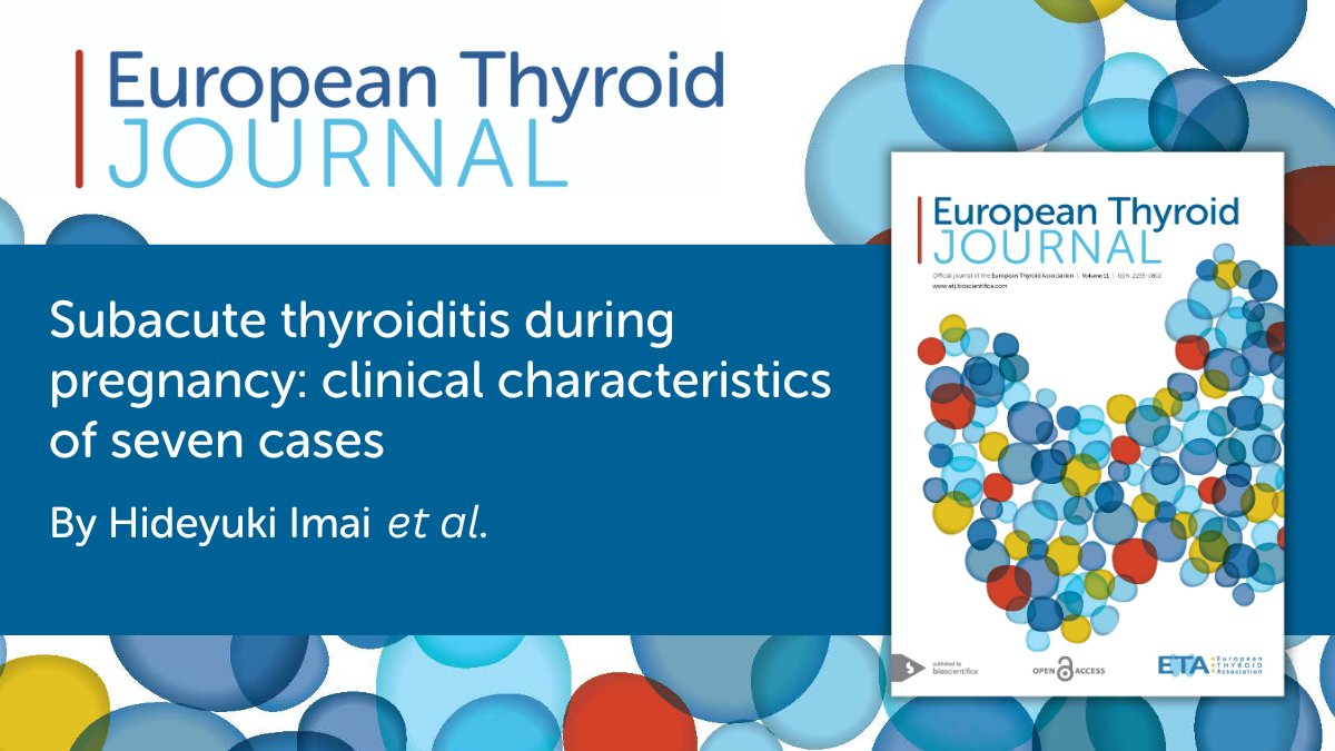 Eur_Thyroid_J's tweet photo. Read this recently published research by Hideyuki Imai et al. aiming to clarify the clinical characteristics of #subacute #thyroiditis in pregnant patients.
👉 https://t.co/0WiNvOhush https://t.co/klm0P0BVZw