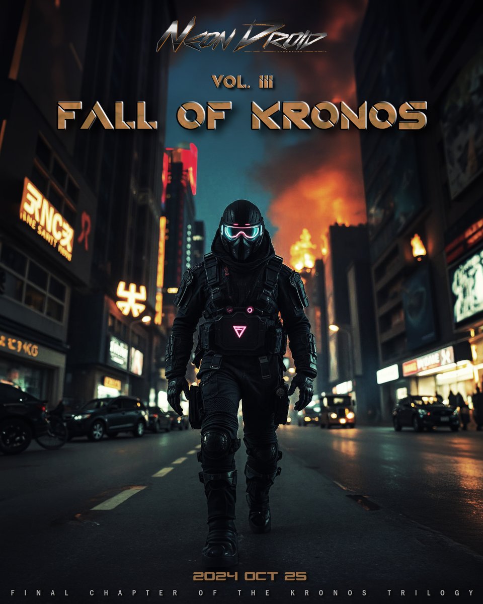 !!!!! PREMIERE TOMORROW !!!!!
#newalbum #fallofkronos #kronostrilogy #cyberpunk #synthwave #80s #retro #retrowave #neondroid #theneondroid #EPtrilogy