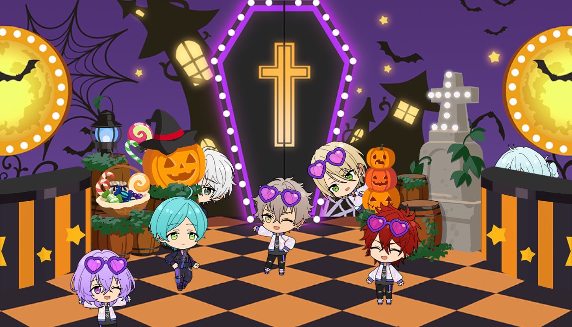 4416P's tweet photo. Trick &amp; Treatなアイドルたちの
仮装パーティーを撮影！📷🐺

今日は【合計7人】のアイドルの撮影に成功したよ💫

#あんスタハロウィン2024 #あんスタ https://t.co/IMpvTCUMCL