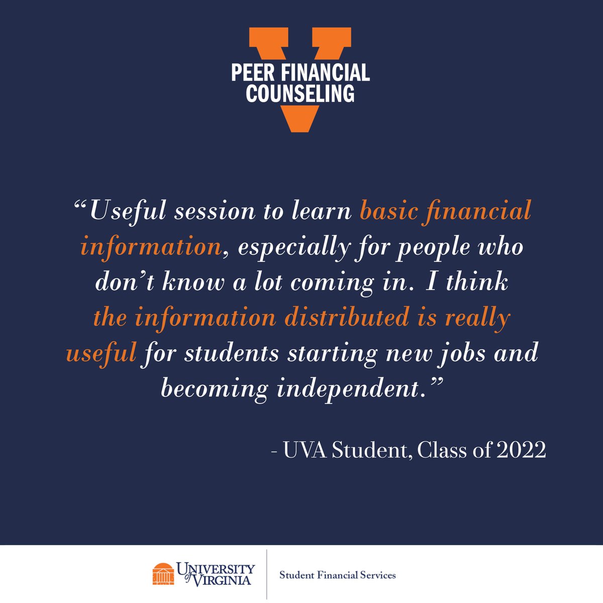 UVA Student Financial Services (@uvasfs) on Twitter photo Not sure if a Peer Financial Counseling session is right for you? 🤔 Find out what other students have been saying about their experience!
➡: sfs.virginia.edu/pfc
📧: PeerFinCounseling@virginia.edu Not sure if a Peer Financial Counseling session is right for you? 🤔 Find out what other students have been saying about their experience!
➡: sfs.virginia.edu/pfc
📧: PeerFinCounseling@virginia.edu