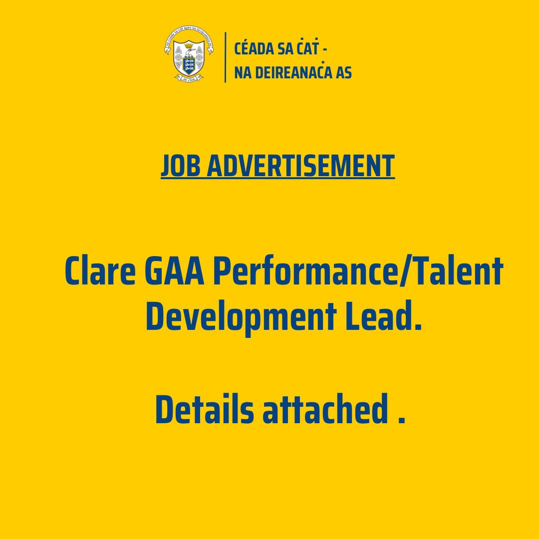 🚨🚨🚨🚨🚨🚨🚨🚨🚨
JOB ADVERTISEMENT

Clare GAA County Performance &amp; Talent Lead:

Responsible for delivery and management of all athletic development programmes for players in development squads, schools &amp; clubs. 

jobs.ie/job/GAA-County…

Application Deadline is Monday 4th