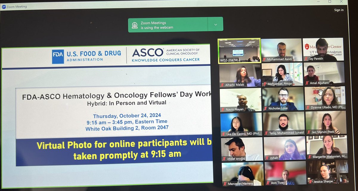 Great workshop underway. Strong <a href="/RoswellHemOnc/">Roswell Park Hematology/Oncology Fellowship</a> representation virtually and in-person. #FDA-ASCO <a href="/ASCO/">ASCO</a> <a href="/FDAOncology/">FDA Oncology</a>.