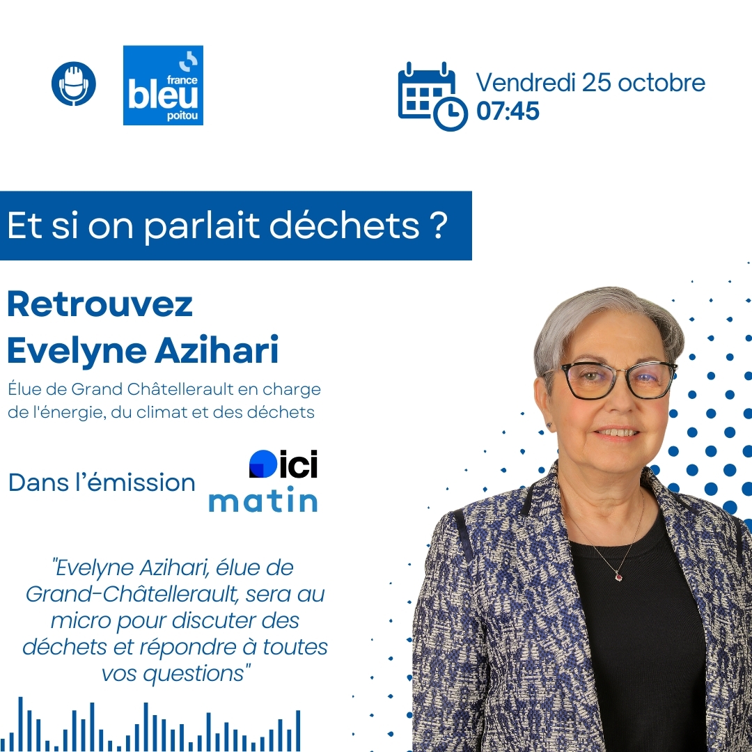 GrandChatellerault (@cachatellerault) on Twitter photo #ParlonsGestionDesDéchets ! ♻
Demain matin, écoutez Ici matin sur <a href="/francebleu/">Guédon Laurent</a>, 103.3 FM ! Evelyne Azihari, élue de Grand Châtellerault, sera en direct pour discuter des enjeux de la gestion des déchets et répondre à vos questions. #ParlonsGestionDesDéchets ! ♻
Demain matin, écoutez Ici matin sur <a href="/francebleu/">Guédon Laurent</a>, 103.3 FM ! Evelyne Azihari, élue de Grand Châtellerault, sera en direct pour discuter des enjeux de la gestion des déchets et répondre à vos questions.
