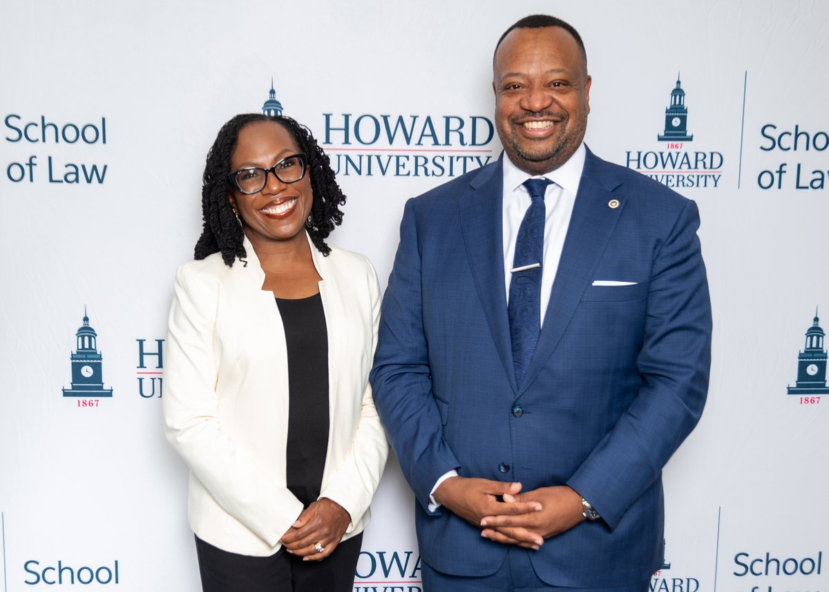 HowardLawDC's tweet photo. Justice Ketanji Brown Jackson inspired the Howard University School of Law community, sharing insights from her new book, "Lovely One" and her journey as the first Black woman on the nation's highest court. #LeadershipInAction #SCOTUS @DeanFairfaxEsq https://t.co/uPSwnJubEm