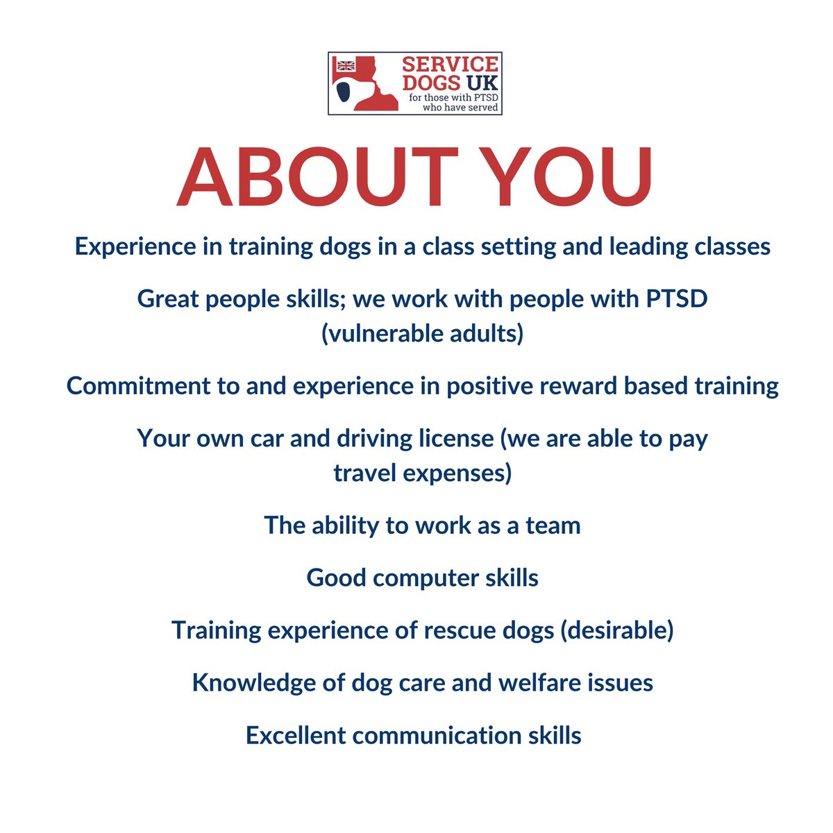ServiceDogsUK's tweet image. We are looking for experienced dog trainers in a volunteer capacity to join our training team in our Essex Hub! 🐕‍🦺

Be a part of something special and help us continue our life changing work 🐾❤️

📧 getintouch@servicedogsuk.org 

#EssexDogtrainer #dogtrainer #Essexvolunteer
