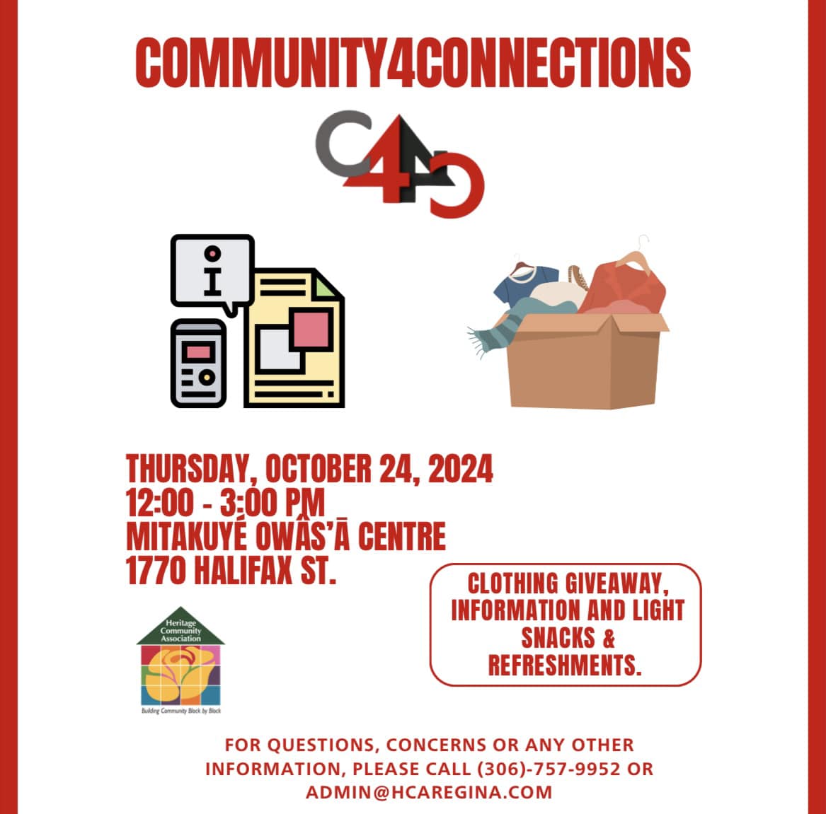 Come join us at the Community 4 Connections event held ath the Mitakuyé Owâs’ā Centre. There willbe all kinds of supports in one place. 
Join us and other community supports for a great afternoon at Mitakuyé Owâs’ā Centre.